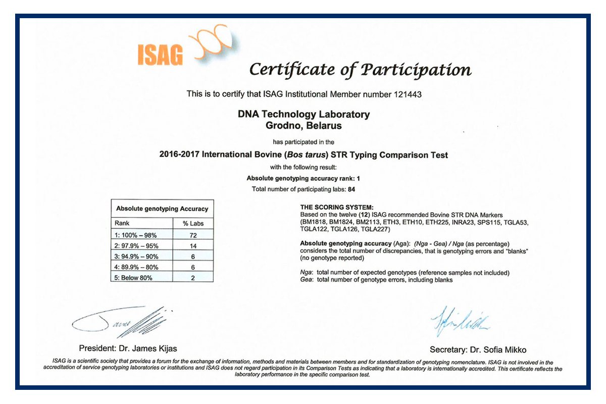 Сертификат ISAG
